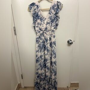 Express Blue and White Floral Maxi dress - XS
